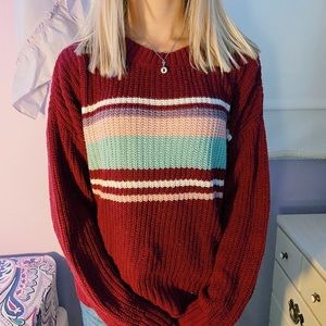 American Eagle Outfitters maroon striped sweater